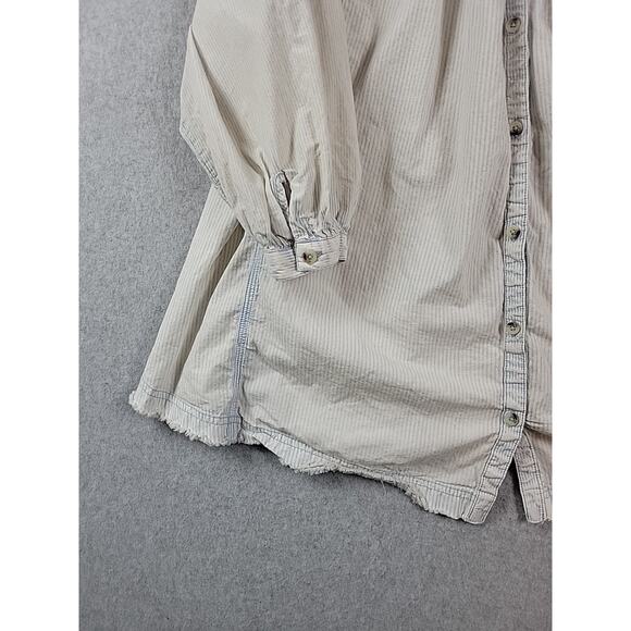 Free People Cotton Blue Striped LS Button Up Oversized Swing Tunic Women's XS - Picture 5 of 12